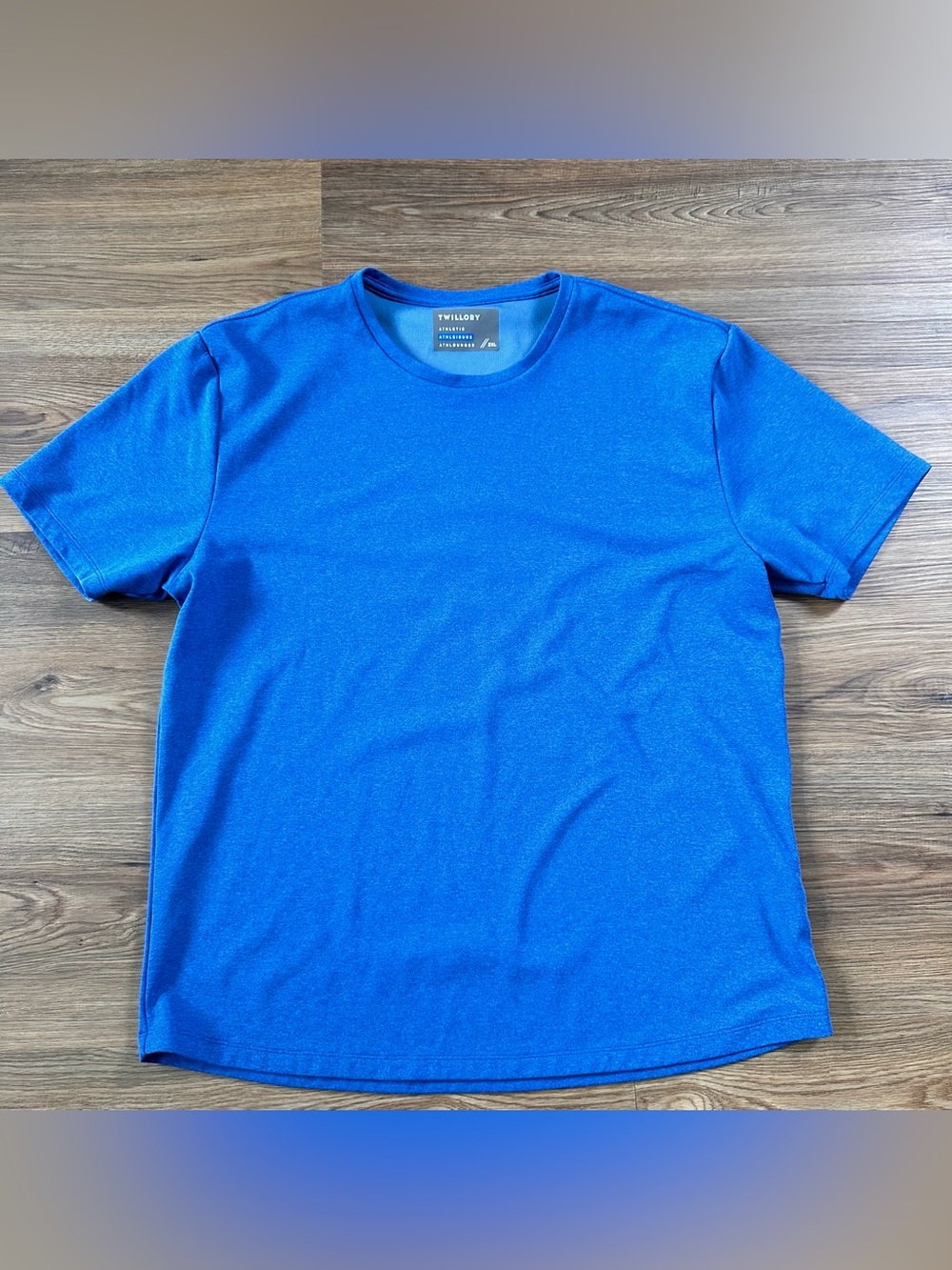 TWILLORY Men Athletic Athleisure Crew Neck T Shirt Short Sleeve Blue 2XL Workout
